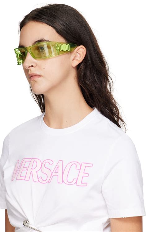 Versace: Green Wraparound Sunglasses 